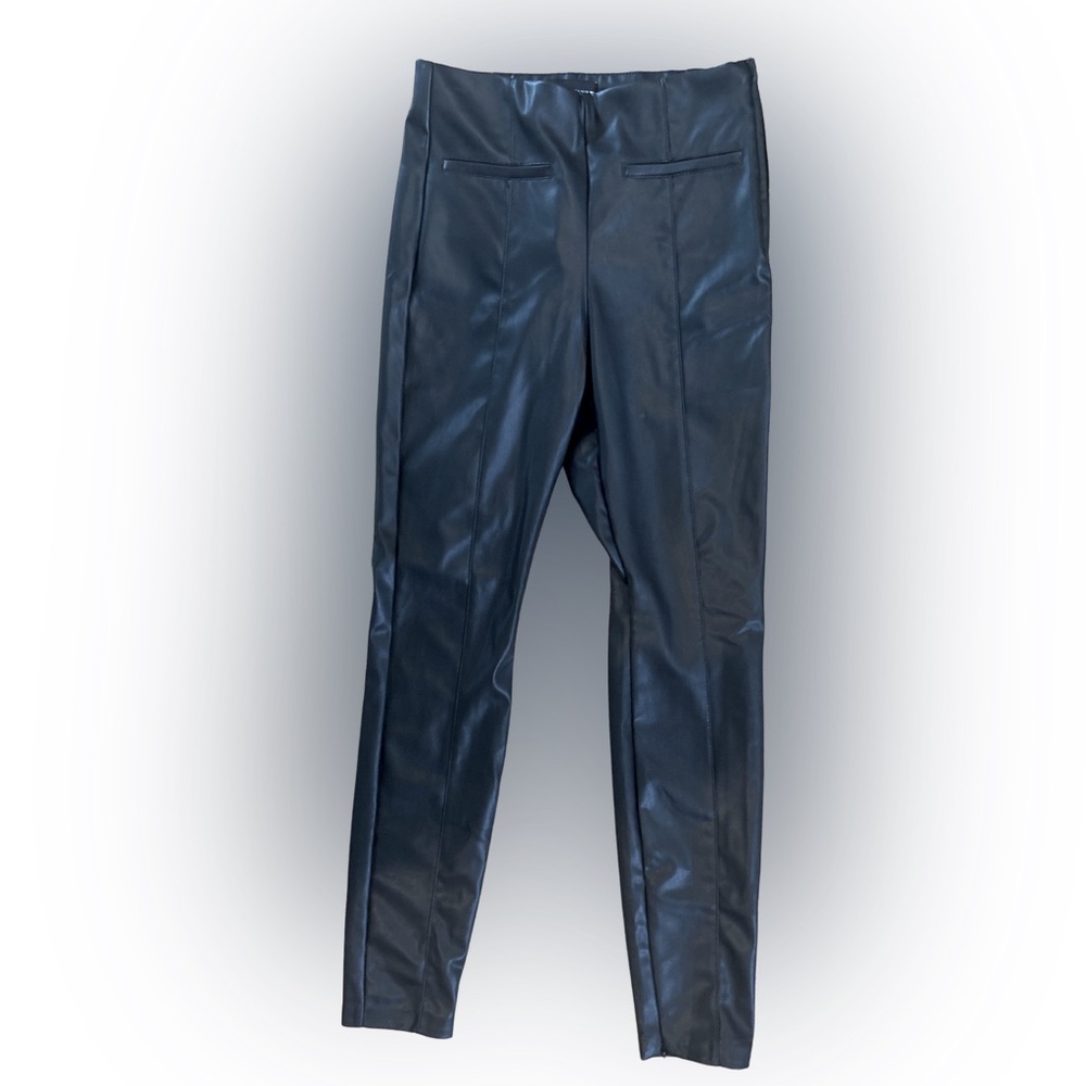 Zara Black Soft Faux Leather Straight Leg Pants